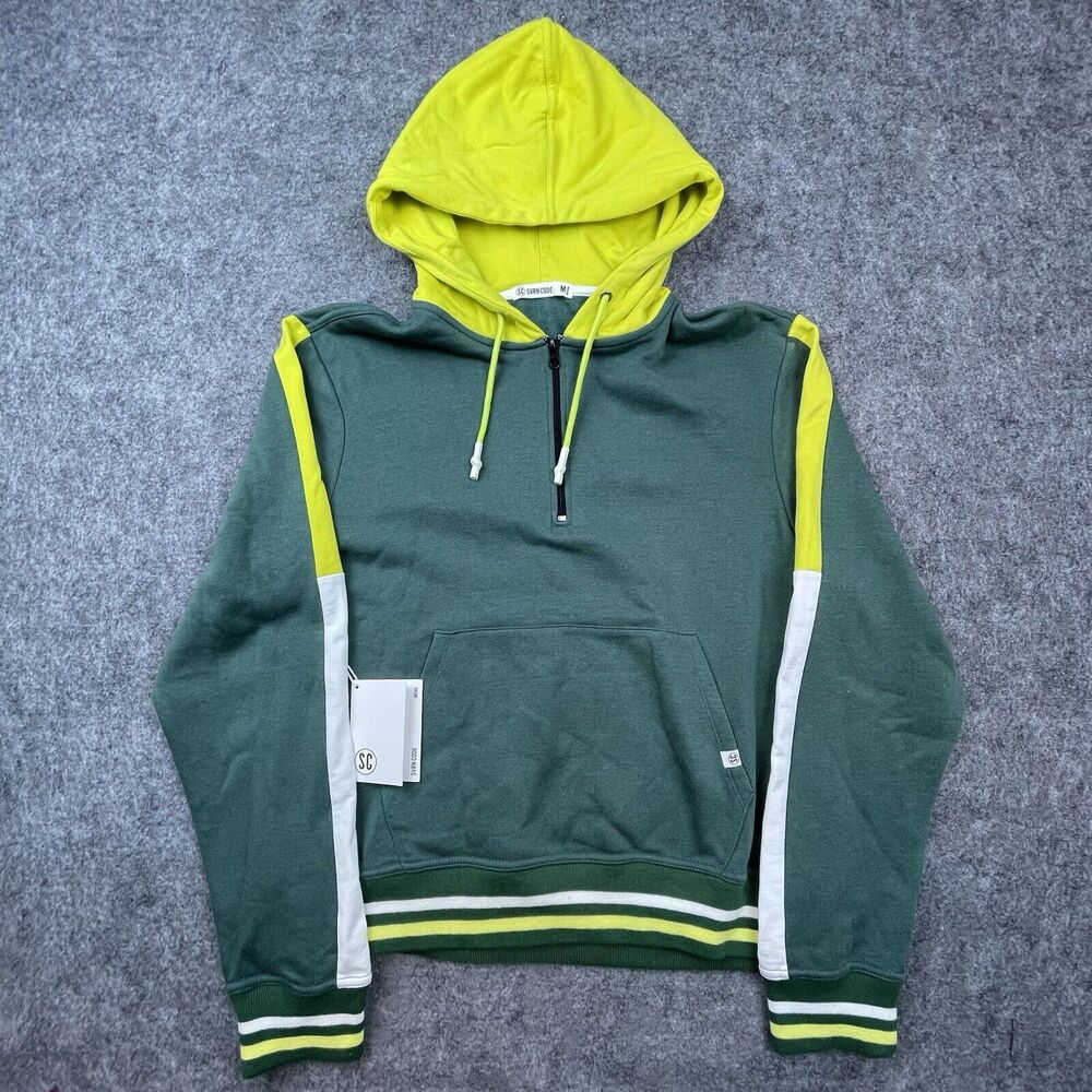 SVRN CODE Hoodie Mens Medium Pine‎ Celery Colorblock Pace 14 Zip Streetwear